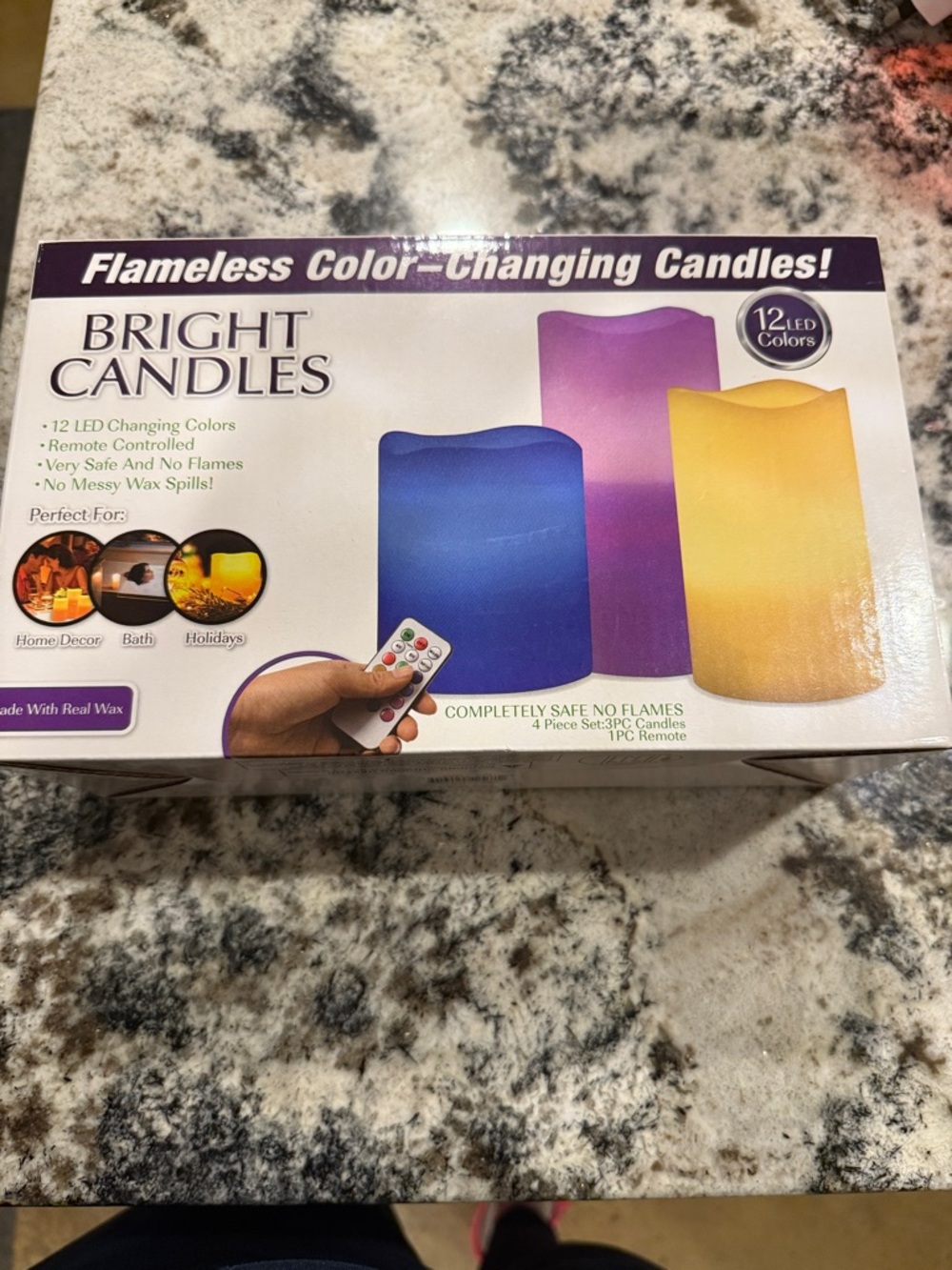 Flameless Color-Changing LED Candles - Purple/Blue/Yellow